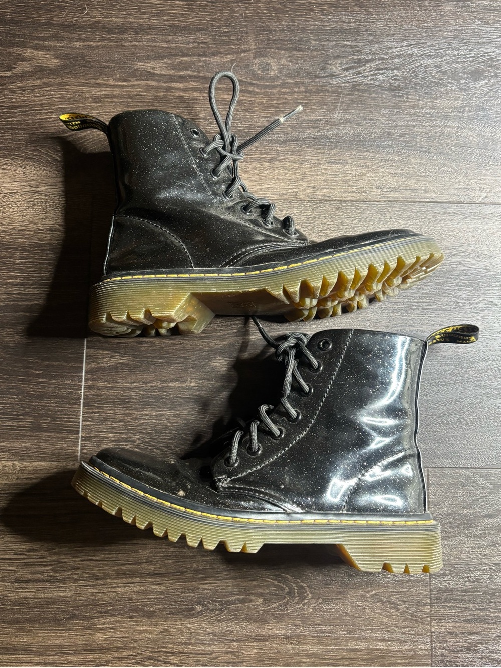 Doc Martens Luana Combat Boots Black Cosmic Glitter Womens Size 6 AW004
